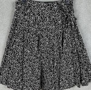 Brown and White Leaf Print Skirt